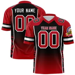 Black Red Gradient Side Pattern Authentic Football Jersey 1