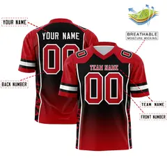Black Red Gradient Side Pattern Authentic Football Jersey 2