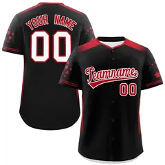 Black Red Gradient Side Star Pattern Baseball Jersey