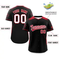 Black Red Gradient Side Star Pattern Baseball Jersey 2