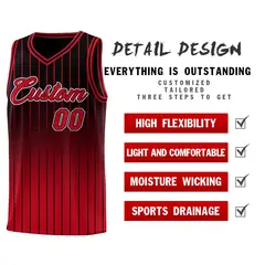Black Red Gradient Sports Stripe Fashion Basketball Jersey 2