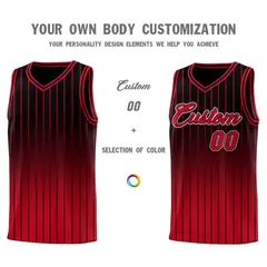 Black Red Gradient Sports Stripe Fashion Basketball Jersey 3