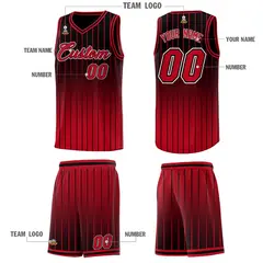 Black Red Gradient Sports Stripe Fashion Basketball Jersey 5