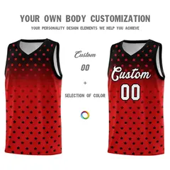 Black Red Gradient Star Pattern Basketball Jersey Sets 3