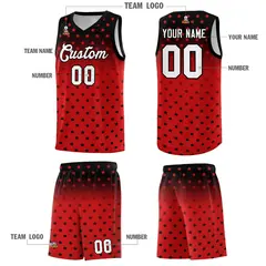 Black Red Gradient Star Pattern Basketball Jersey Sets 5