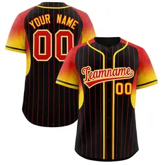 Black Red Gradient Stripe Fashion Sleeves Baseball Jersey