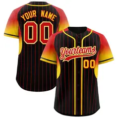 Black Red Gradient Stripe Fashion Sleeves Baseball Jersey 1