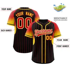 Black Red Gradient Stripe Fashion Sleeves Baseball Jersey 2