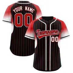 Black Red Gradient Stripe Fashion Sleeves Baseball Jersey