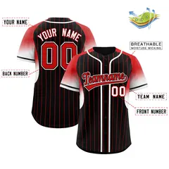 Black Red Gradient Stripe Fashion Sleeves Baseball Jersey 2