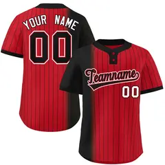 Black Red Gradient Stripe Two-Button Softball Jersey