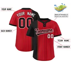 Black Red Gradient Stripe Two-Button Softball Jersey 2