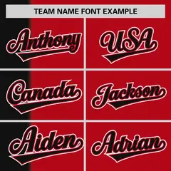 Black Red Gradient Stripe Two-Button Softball Jersey 3