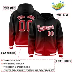 Black Red Gradient Varsity Full-Snap Letterman Jacket Hoodie 4
