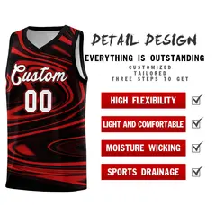 Black Red Graffiti Fluids Style Basketball Jersey Sets 2