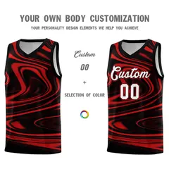 Black Red Graffiti Fluids Style Basketball Jersey Sets 3