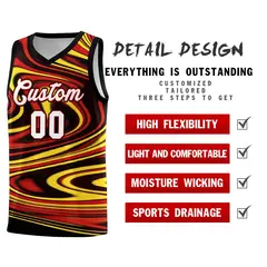 Black Red Graffiti Fluids Style Basketball Jersey Sets 2