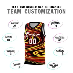 Black Red Graffiti Fluids Style Basketball Jersey Sets 4