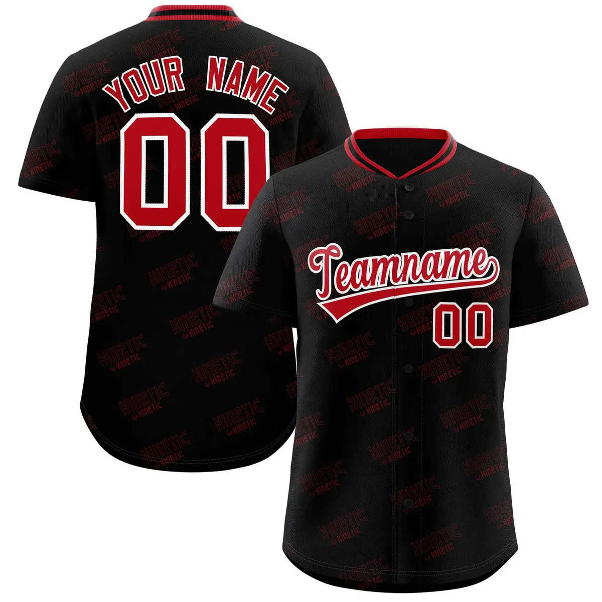 Black Red Graffiti Full Button Baseball Jersey