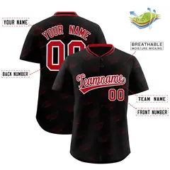 Black Red Graffiti Full Button Baseball Jersey 2