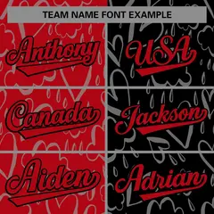 Black Red Graffiti Pattern Split Letterman Bomber Baseball Jacket 5