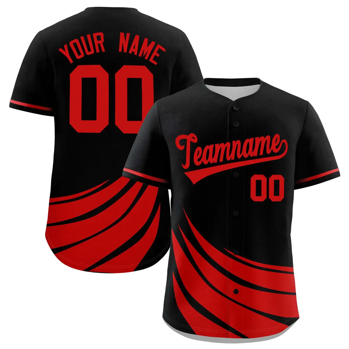 Black Red Graffiti Wind Mark Pattern Baseball Jersey