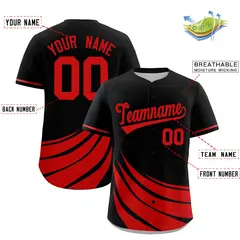 Black Red Graffiti Wind Mark Pattern Baseball Jersey 2