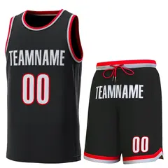 Black Red-Gray Classic Sets Basketball Jersey 1