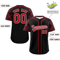 Black Red-Gray Raglan Sleeves Authentic Baseball Jersey 2