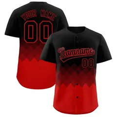 Black Red Grid Blur Pattern Authentic Baseball Jersey
