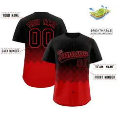 Black Red Grid Blur Pattern Authentic Baseball Jersey 2