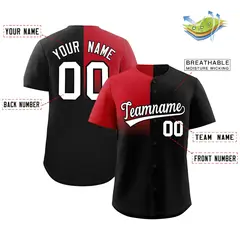 Black Red Half Gradient Authentic Baseball Jersey 2