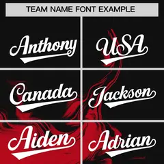 Black Red Ink Pattern Authentic Baseball Jersey 3