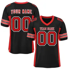 Black Red Insert Color Design Mesh Authentic Football Jersey