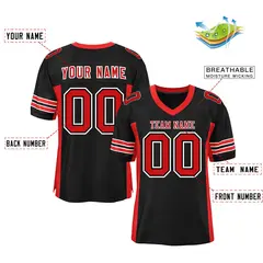 Black Red Insert Color Design Mesh Authentic Football Jersey 2