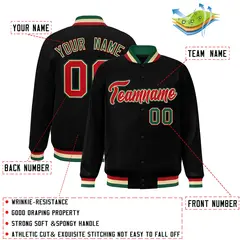 Black Red-Khaki Classic Varsity Full-Snap Letterman Jacket 2