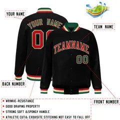Black Red-Khaki Classic Varsity Full-Snap Letterman Jacket 2