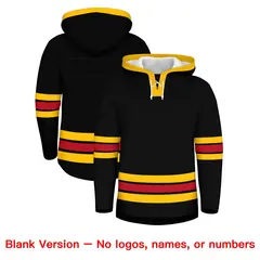 Black Red Lace-Up Neck Hockey Hoodie 7