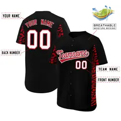 Black Red Leopard Graffiti Side Baseball Jersey 2