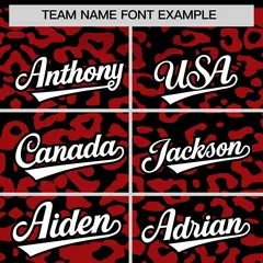 Black Red Leopard Print Baseball Jersey 3