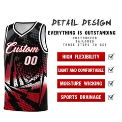 Black Red Lightning Halftone Dot Uniform Basketball Jersey 2