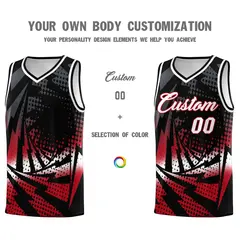Black Red Lightning Halftone Dot Uniform Basketball Jersey 3