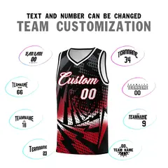 Black Red Lightning Halftone Dot Uniform Basketball Jersey 4