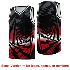 Black Red Lightning Halftone Dot Uniform Basketball Jersey 6