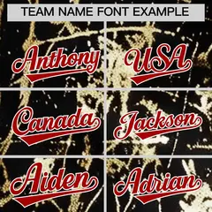 Black Red Metallic Gold Splatter Baseball Jersey 4