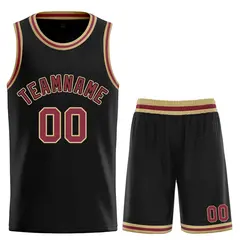 Black Red Old Gold Classic Curved Basketball Jersey