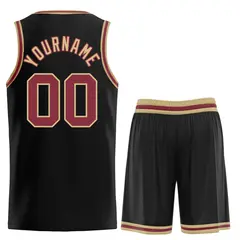 Black Red Old Gold Classic Curved Basketball Jersey 2