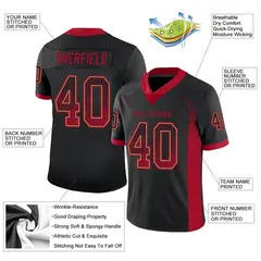 Black Red-Old Gold Drift Fashion Mesh Football Jersey 2
