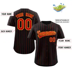 Black Red-Orange Stripe Authentic Fashion Baseball Jersey 2