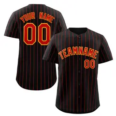 Black Red-Orange Stripe Authentic Fashion Baseball Jersey